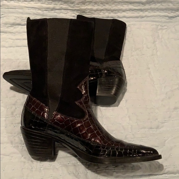 Van Eli Black/Brown Patent Leather/Suede,  Size 9N - Picture 3 of 7